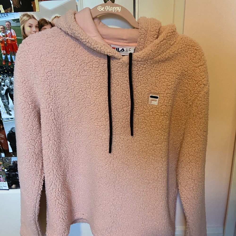FILA pink fuzzy sweatshirt